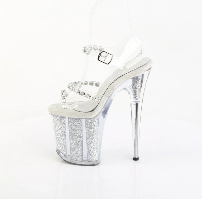 Tacones Pleaser FLAMINGO-808PREM-STN Transparente Plata Purpurina
