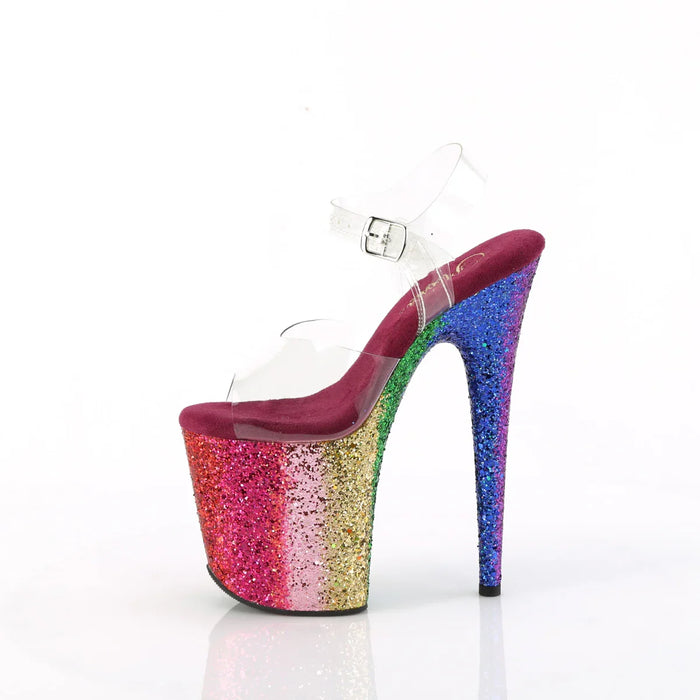 Tacones Pleaser FLAMINGO-808RBG Transparente Rainbow Purpurina