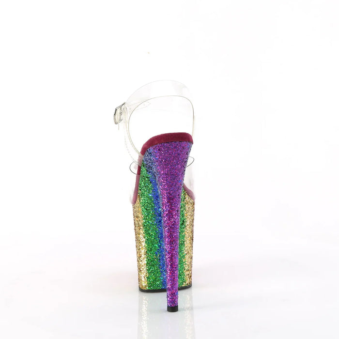 Tacones Pleaser FLAMINGO-808RBG Transparente Rainbow Purpurina