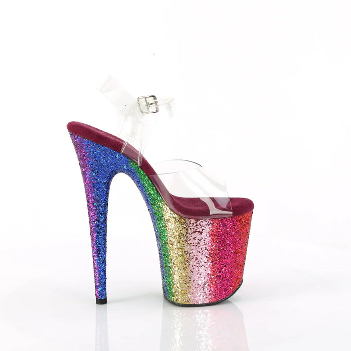 Tacones Pleaser FLAMINGO-808RBG Transparente Rainbow Purpurina