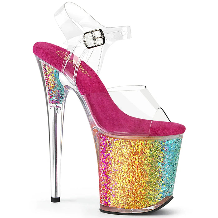 Tacones Pleaser FLAMINGO-808RG-02 Transparente Rainbow Confetti