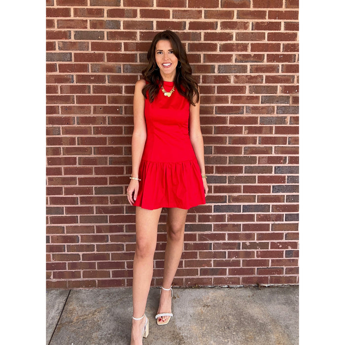 TCEC - Fit and Flare, Dropped Waist, Sleeveless Dress 5536 - Red