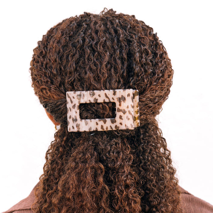 TELETIES Blonde Tortoise Flat Rectangle Hair Clip | Medium Lay-Back Claw