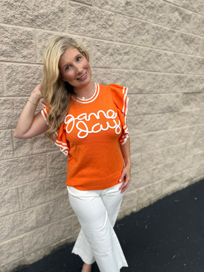 Tennessee Gameday Ruffle Sleeve Knit Top