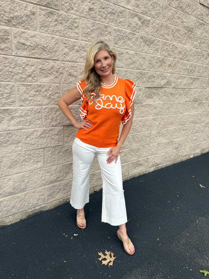 Tennessee Gameday Ruffle Sleeve Knit Top