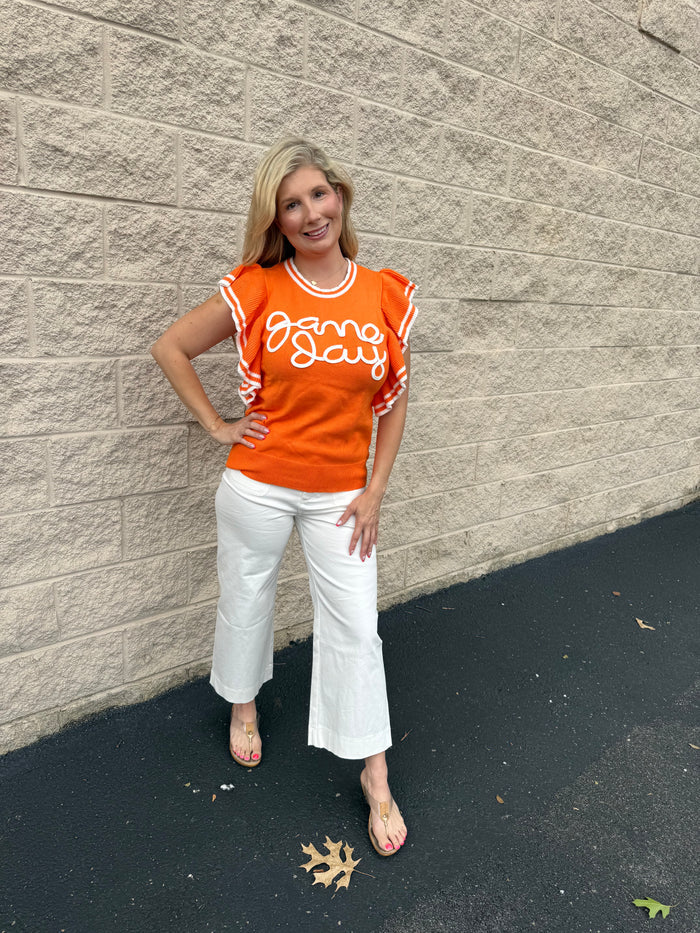 Tennessee Gameday Ruffle Sleeve Knit Top