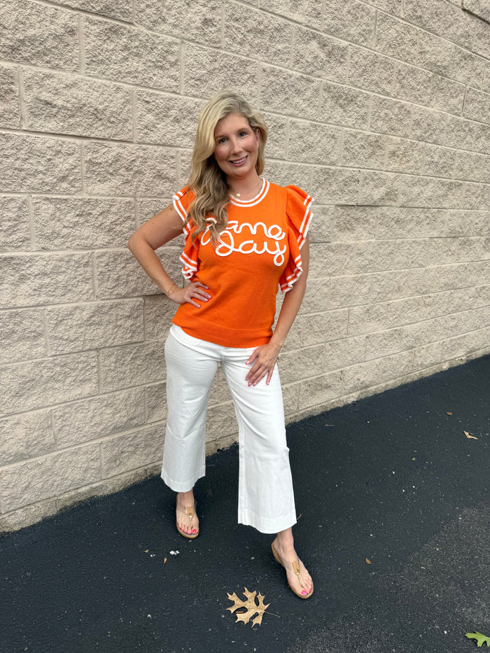 Tennessee Gameday Ruffle Sleeve Knit Top