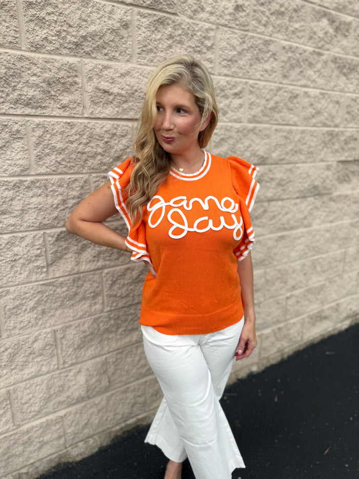 Tennessee Gameday Ruffle Sleeve Knit Top