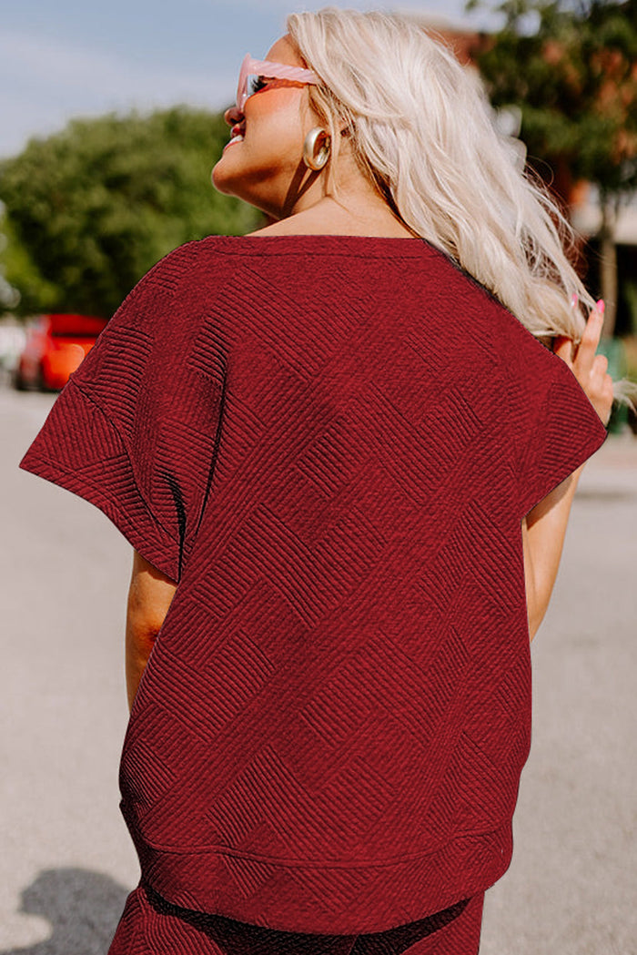 Textured Loose Fit T Shirt and Drawstring Trousers Co-ord Set - Two Piece Sets/Pant Sets