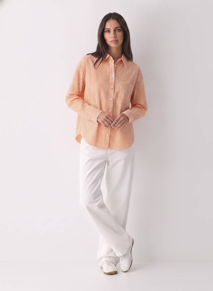 The Heritage Stripe Button-Up: Tennessee Orange 100% Cotton