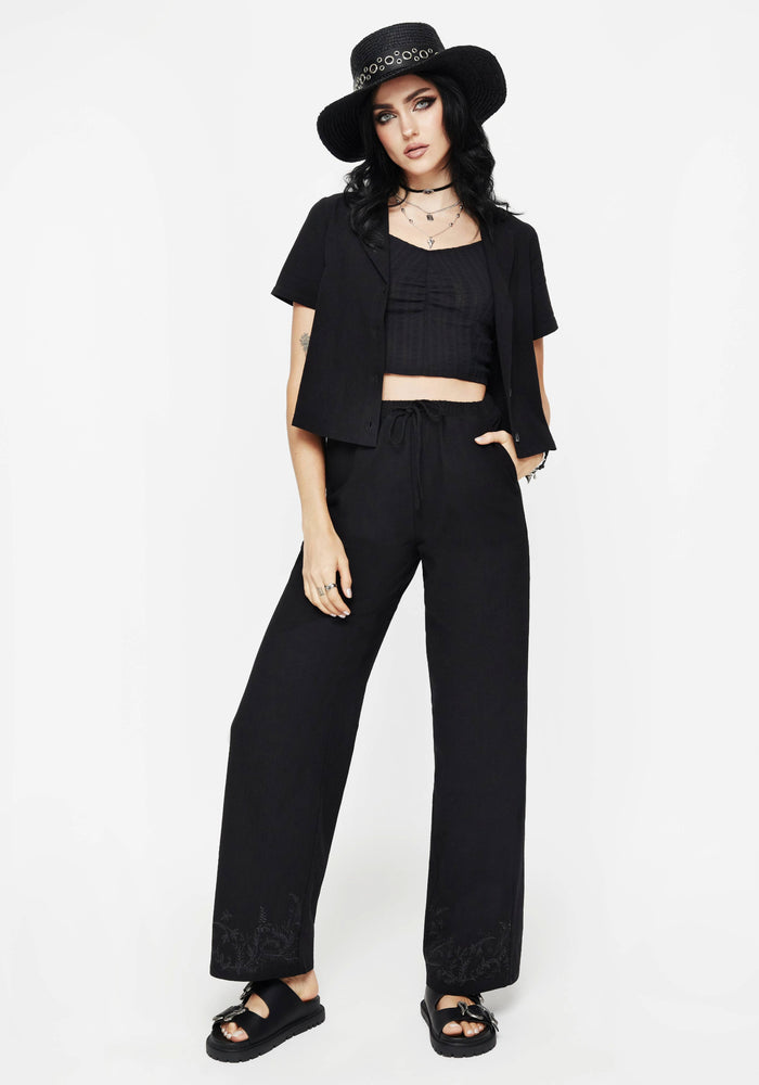 Thorell Embroidered Cotton Button Up Shirt