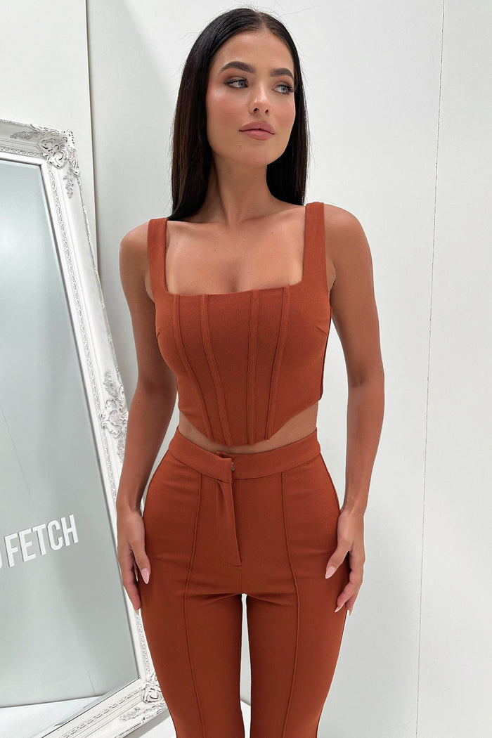 Token Corset Top - Brown