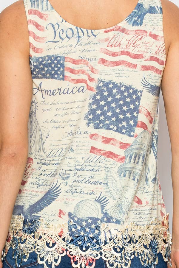Top Soft Lace Trimmed Sleeveless Tank