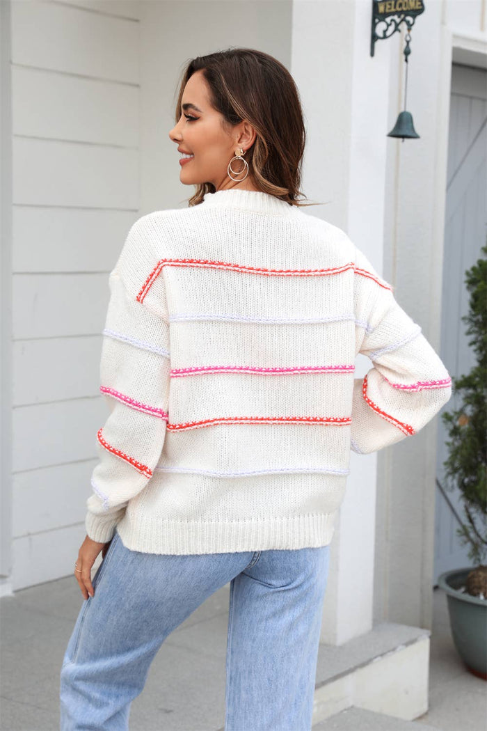 Trim Striped Sweater - Intimate Whispers