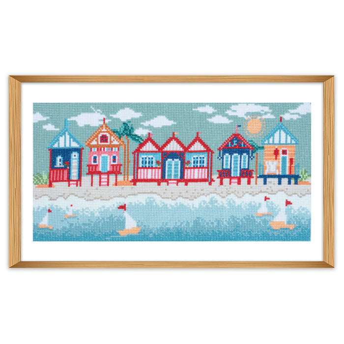 Trimits Counted Cross Stitch Kit Large: Beach Huts, 36x36cm, Includes Aida Fabric, Pre-Sorted Threads, Needle, Personalizing Alphabet,...