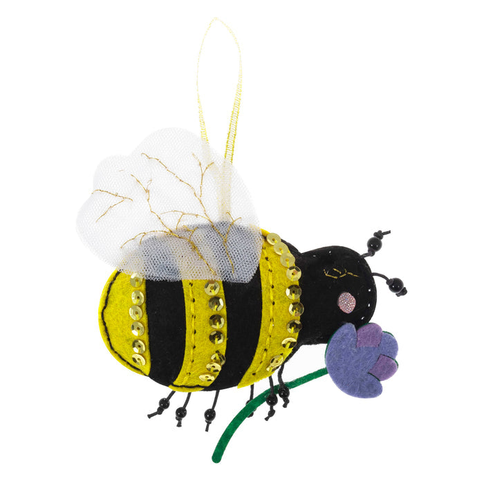 Trimits Felt Decoration Kit Bee, 2x6x13cm, Includes Pre-Cut Felt, Stuffing, Beads, Thread, and Instructions