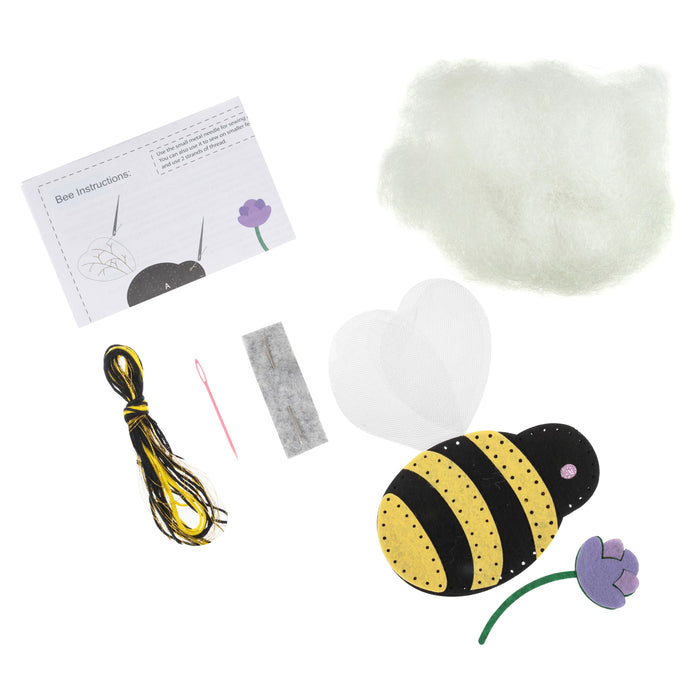 Trimits Felt Decoration Kit Bee, 2x6x13cm, Includes Pre-Cut Felt, Stuffing, Beads, Thread, and Instructions