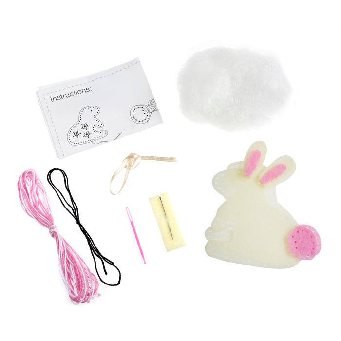 Trimits Felt Decoration Kit Bunny, 2x6x13cm, Includes Pre-Cut Felt, Stuffing, Beads, Thread, and Instructions