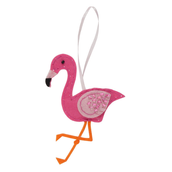 Trimits Felt Decoration Kit Flamingo, 2x6x13cm, Includes Pre-Cut Felt, Stuffing, Beads, Thread, and Instructions