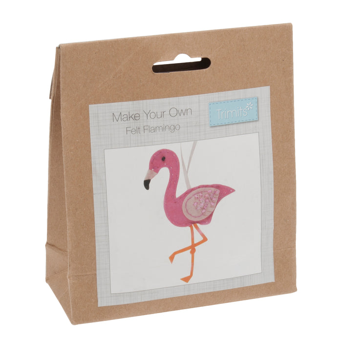 Trimits Felt Decoration Kit Flamingo, 2x6x13cm, Includes Pre-Cut Felt, Stuffing, Beads, Thread, and Instructions