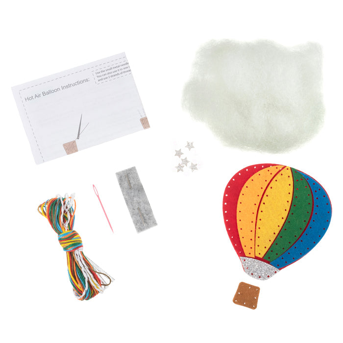 Trimits Felt Decoration Kit Hot Air Balloon, 2x6x13cm, Includes Pre-Cut Felt, Stuffing, Beads, Thread, and Instructions
