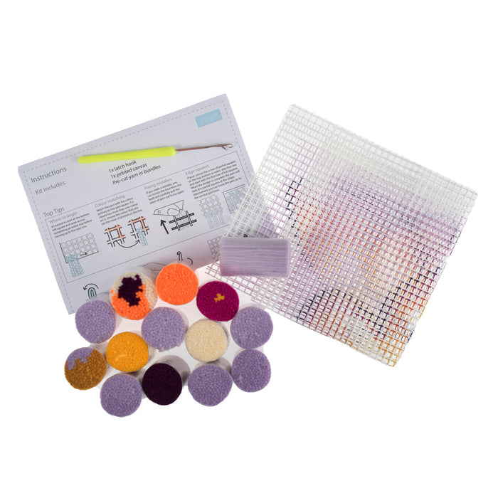Trimits Latch Hook Kit Butterfly, 30.5x30.5cm, Includes Canvas, Yarn, Tool, and Instructions Fabric