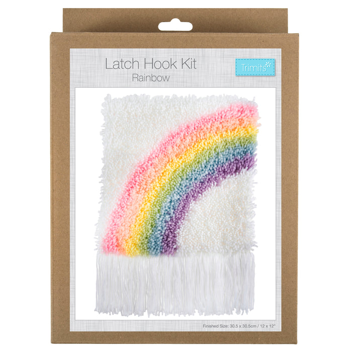 Trimits Latch Hook Kit Rainbow, 30.5x30.5cm, Includes Canvas, Yarn, Tool, and Instructions Fabric