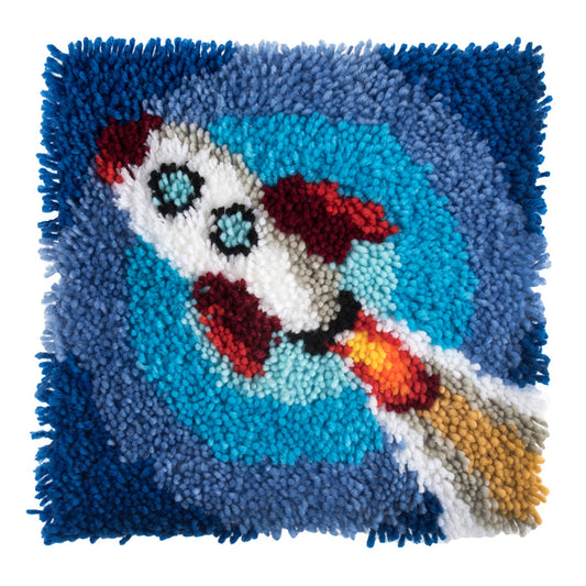 Trimits Latch Hook Kit Rocket, 30.5x30.5cm, Includes Canvas, Yarn, Tool, and Instructions Fabric