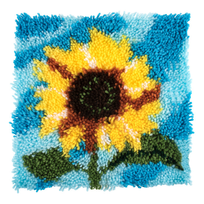 Trimits Latch Hook Kit Sunflower, 30.5x30.5cm, Includes Canvas, Yarn, Tool, and Instructions Fabric