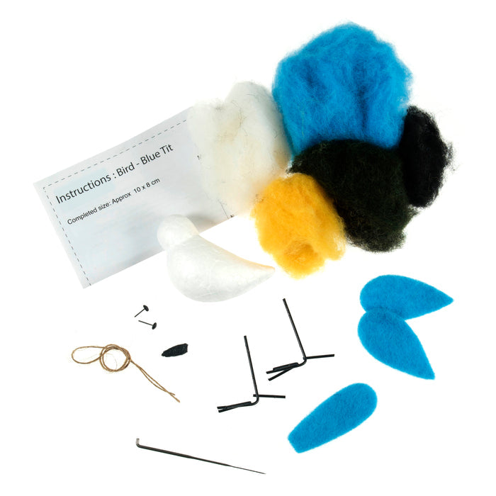 Trimits Needle Felting Kit Blue Tit, 9x11.5cm, Includes Wool, Needle, Polystyrene Shapes, Instructions