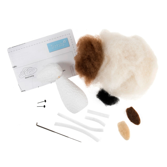 Trimits Needle Felting Kit Dog, 9x11.5cm, Includes Wool, Needle, Polystyrene Shapes, Instructions