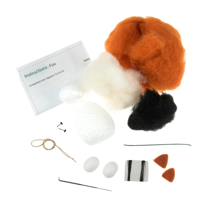 Trimits Needle Felting Kit Fox, 9x11.5cm, Includes Wool, Needle, Polystyrene Shapes, Instructions