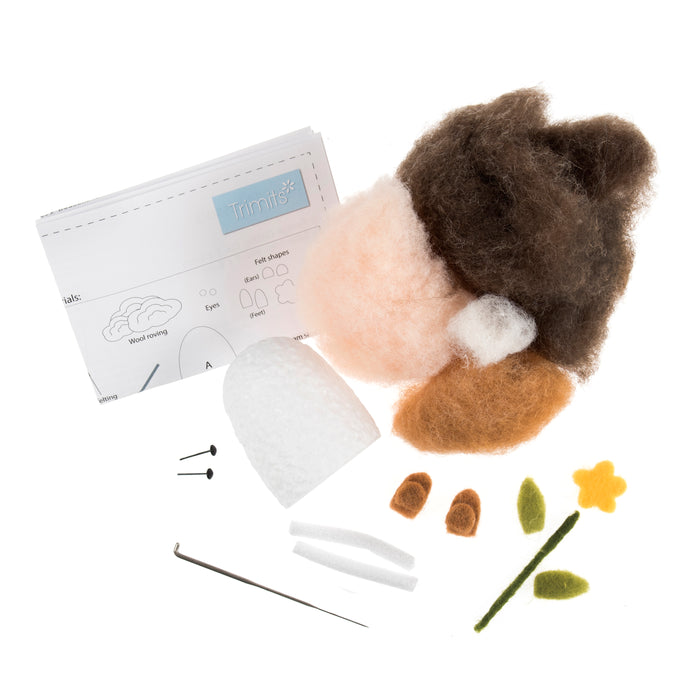 Trimits Needle Felting Kit Hedgehog, 9x11.5cm, Includes Wool, Needle, Polystyrene Shapes, Instructions