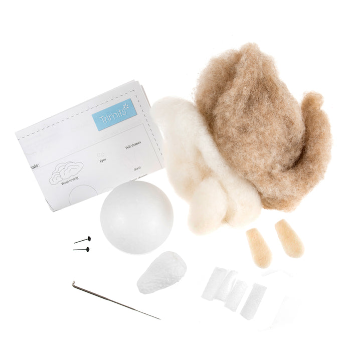 Trimits Needle Felting Kit Sheep, 9x11.5cm, Includes Wool, Needle, Polystyrene Shapes, Instructions