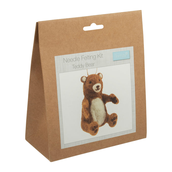 Trimits Needle Felting Kit Teddy Bear, 9x11.5cm, Includes Wool, Needle, Polystyrene Shapes, Instructions