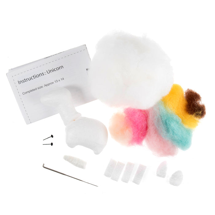 Trimits Needle Felting Kit Unicorn, 9x11.5cm, Includes Wool, Needle, Polystyrene Shapes, Instructions