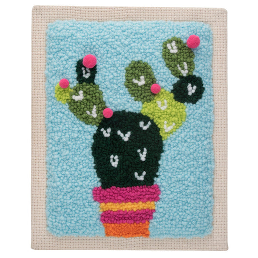 Trimits Punch Needle Kit Floss and Hoop: Cactus, 15.2cm Diameter, Includes Embroidery Floss, Hoop, Fabric, Punch Needle, Instructions i...