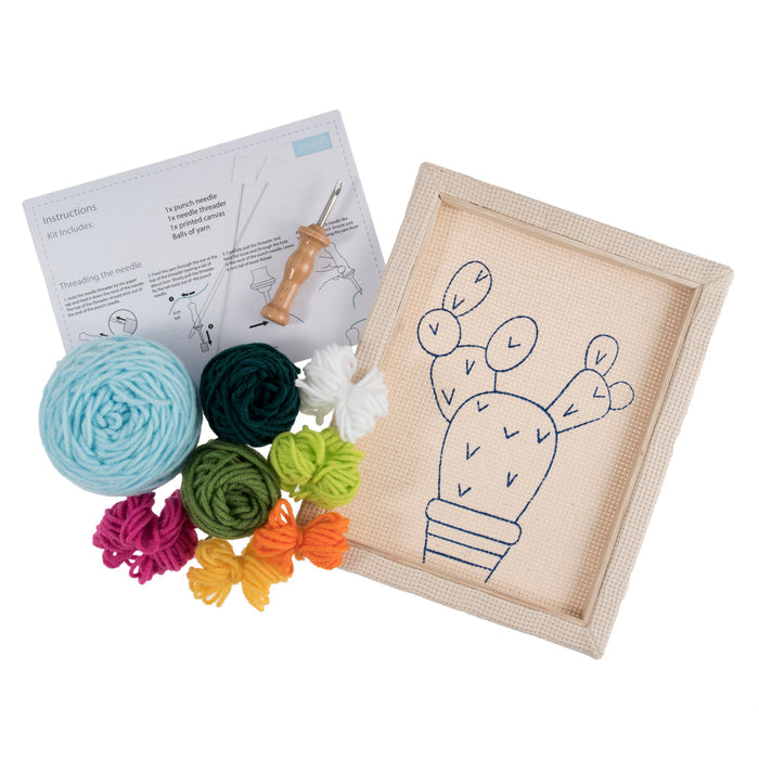 Trimits Punch Needle Kit Floss and Hoop: Cactus, 15.2cm Diameter, Includes Embroidery Floss, Hoop, Fabric, Punch Needle, Instructions i...