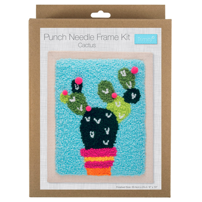 Trimits Punch Needle Kit Floss and Hoop: Cactus, 15.2cm Diameter, Includes Embroidery Floss, Hoop, Fabric, Punch Needle, Instructions i...