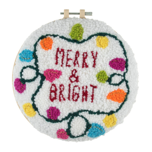 Trimits Punch Needle Kit Yarn and Hoop: Christmas Merry & Bright, 20.3cm Diameter, Includes Yarn, Hoop, Fabric, Punch Needle, and Instr...