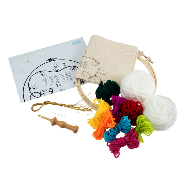 Trimits Punch Needle Kit Yarn and Hoop: Christmas Merry & Bright, 20.3cm Diameter, Includes Yarn, Hoop, Fabric, Punch Needle, and Instr...