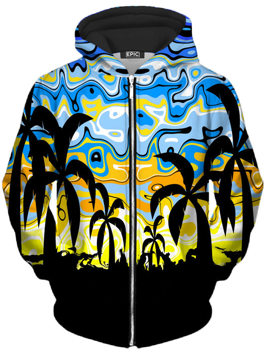 Tropical Night Unisex Zip-Up Hoodie Sartoris Art Epic Hoodie