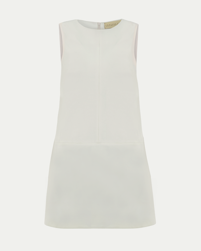 Twiggy Sleeveless Shift Dress in Ivory
