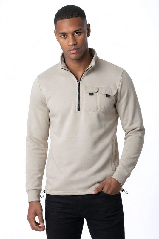 Utility Half-Zip Sweatshirt with Chest Pockets
