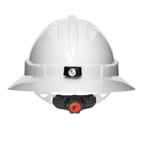V6 Hard Hat Unvented Full Brim With Lamp Bracket And Ratchet Harness