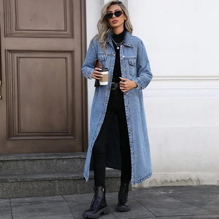 Veste longue en jean élégante