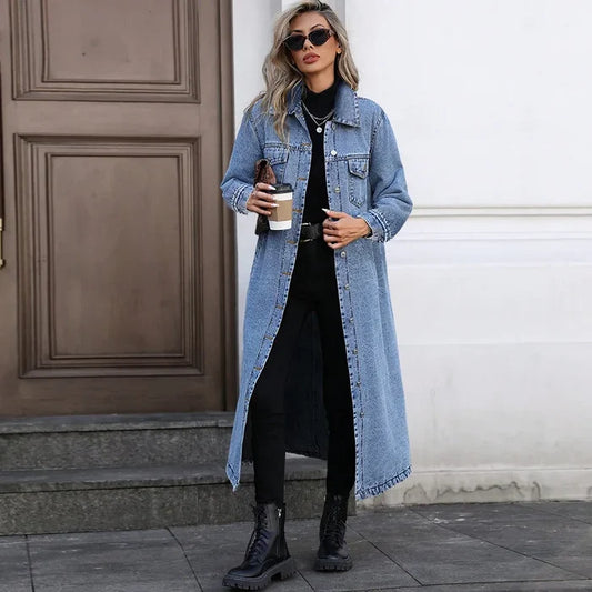 Veste longue en jean élégante