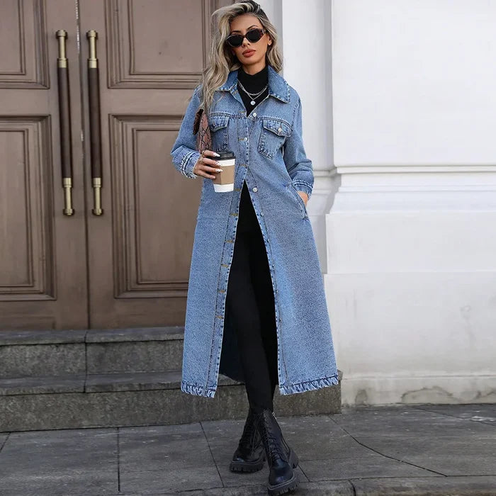 Veste longue en jean élégante