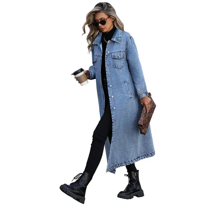 Veste longue en jean élégante