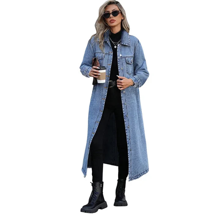Veste longue en jean élégante